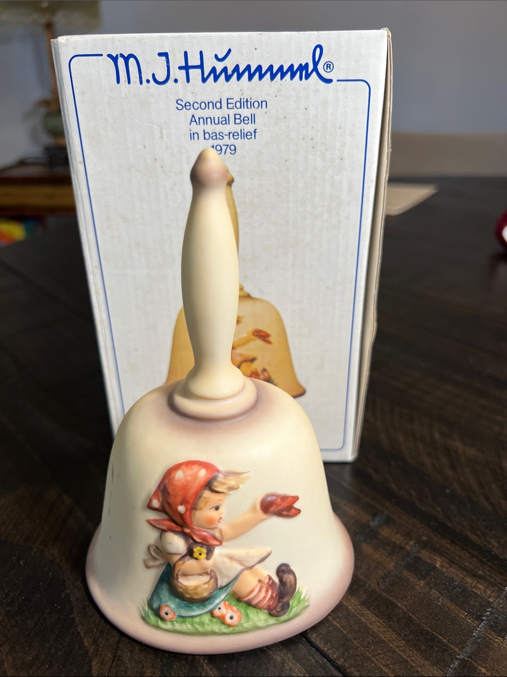 Hummel Cream Bell with Red-Scarf Girl Bas-Relief